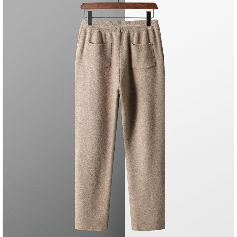 Beige women's casual pants with back pockets, soft fabric, relaxed fit for everyday wear