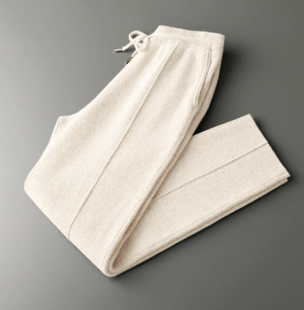 Cream drawstring joggers for casual wear, soft fabric, relaxed fit, everyday comfort