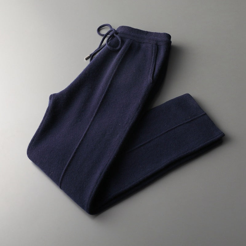 Navy blue drawstring joggers for casual wear, comfortable everyday pants