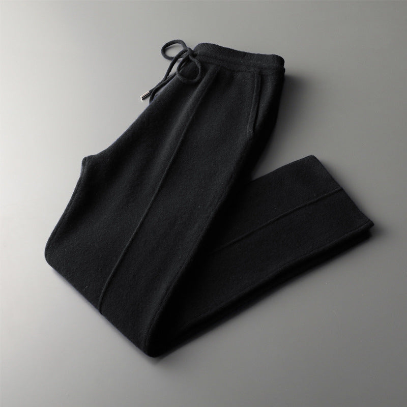 Black drawstring jogger pants for casual everyday wear, soft fabric, relaxed fit