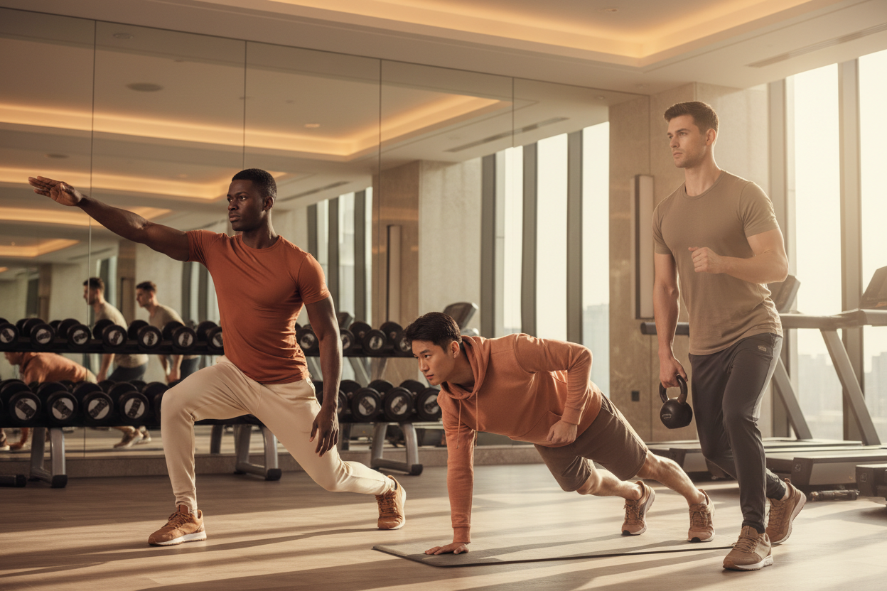 Men's Activewear - Realistic Gym Background