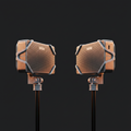 Premium copper-finish studio microphones with shock mounts for professional audio recording
